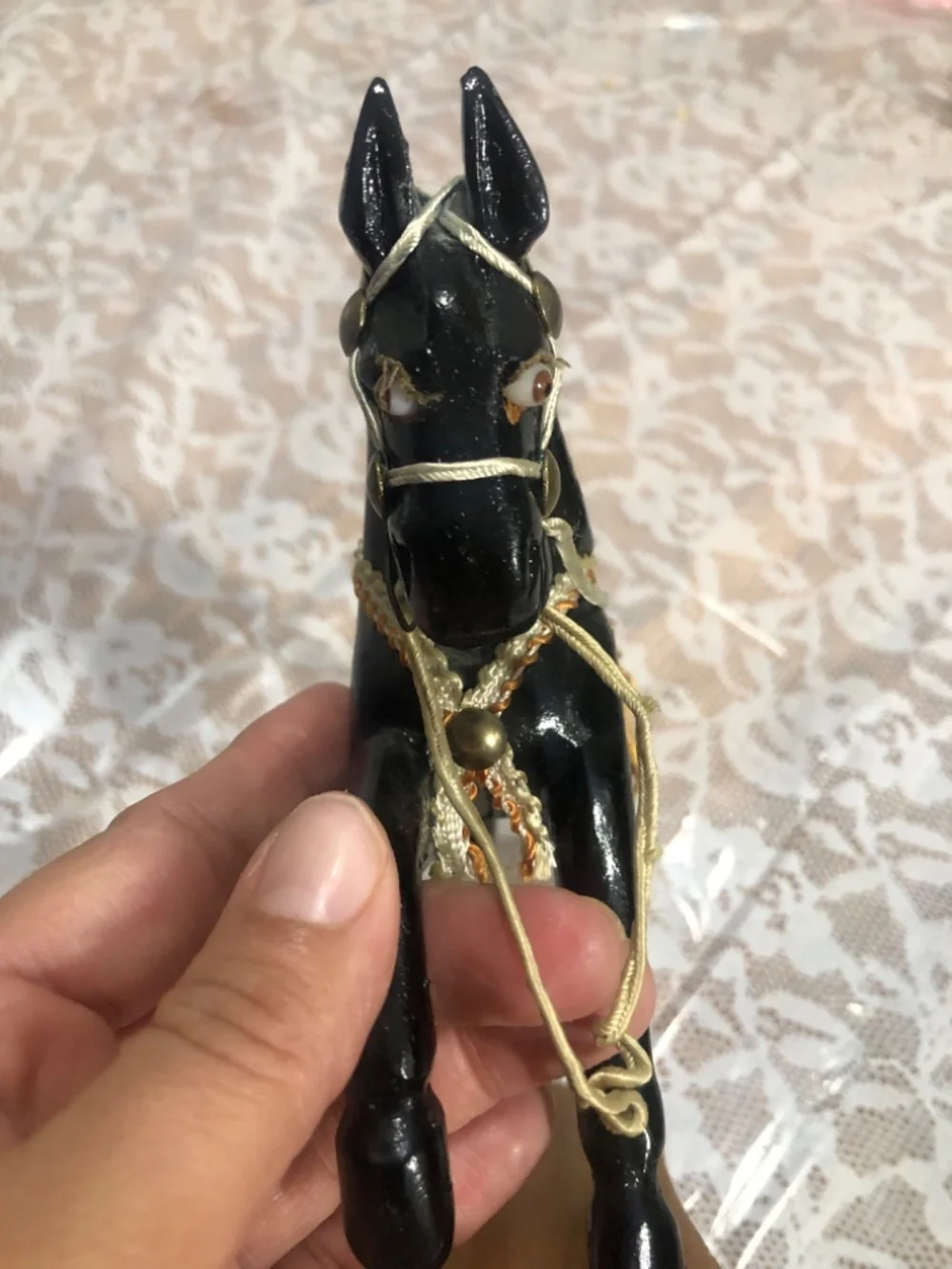 vintage wooden horse figurine, likely a handcrafted - Picture 11 of 13